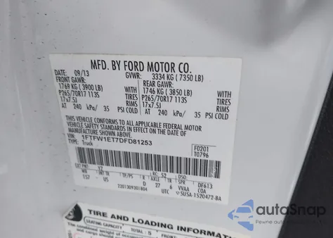 2013 Ford F-150 Xlt from USA, damaged, VIN 1FTFW1ET7DFD81253